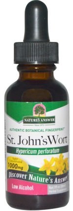 St. Johns Wort, Low Organic Alcohol, 1000 mg, 1 fl oz (30 ml) by Natures Answer, 草藥，聖。約翰斯麥汁 HK 香港