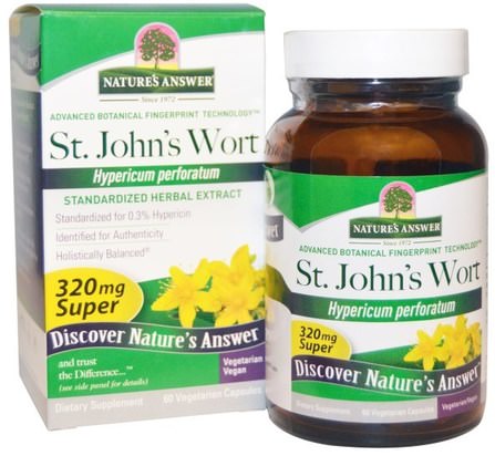 Super St. Johns Wort, Standardized Herb Extract, 320 mg, 60 Vegetarian Capsules by Natures Answer, 草藥，聖。約翰斯麥汁 HK 香港