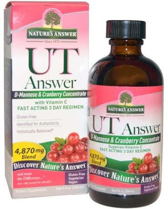 UT Answer, D-Mannose & Cranberry Concentrate, 4.870 mg, 4 fl oz (120 ml) by Natures Answer, 補充劑，d-甘露糖 HK 香港