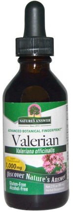 Valerian, Alcohol-Free, 1.000 mg, 2 fl oz (60 ml) by Natures Answer, 草藥，纈草 HK 香港