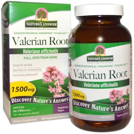 Valerian Root, Full Spectrum Herb, 1500 mg, 180 Vegetarian Capsules by Natures Answer, 草藥，纈草 HK 香港
