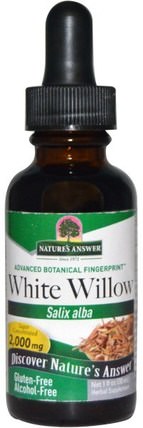White Willow, Alcohol-Free, 2.000 mg, 1 fl oz (30 ml) by Natures Answer, 健康，炎症，白柳樹皮 HK 香港