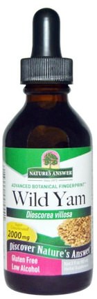 Wild Yam, Low Alcohol, 2000 mg, 2 fl oz (60 ml) by Natures Answer, 健康，女性，野生山藥 HK 香港