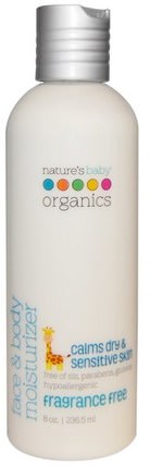 Face & Body Moisturizer, Fragrance Free, 8 oz (236.5 ml) by Natures Baby Organics, 洗澡，美容，潤膚露，嬰兒潤膚露 HK 香港