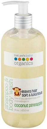 Shampoo & Body Wash, Coconut Pineapple, 16 oz (473.2 ml) by Natures Baby Organics, 兒童健康，兒童洗澡，洗髮水，兒童洗髮水 HK 香港