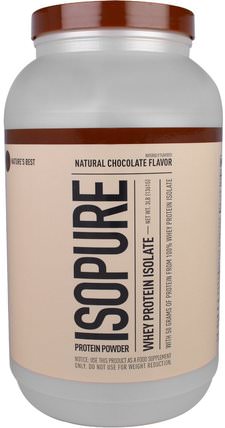 IsoPure, Whey Protein Isolate, Natural Chocolate Flavor, 3 lb (1361 g) by Natures Best, 補充劑，蛋白質，運動蛋白質 HK 香港