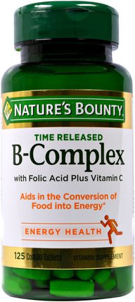 B-Complex, Time Released, 125 Coated Tablets by Natures Bounty, 維生素，維生素b複合物 HK 香港