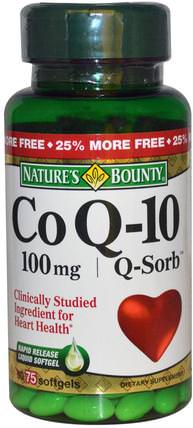 Co Q-10, Q-Sorb, 100 mg, 75 Softgels by Natures Bounty, 補充劑，輔酶q10，coq10 HK 香港