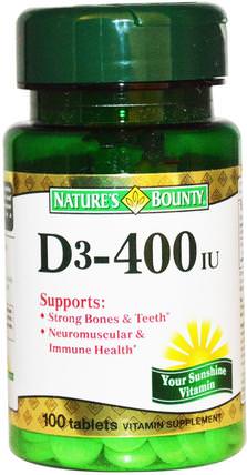 D3, 400 IU, 100 Tablets by Natures Bounty, 維生素，維生素D3 HK 香港