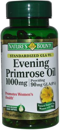 Evening Primrose Oil, 1.000 mg, 60 Rapid Release Softgels by Natures Bounty, 補充劑，efa omega 3 6 9（epa dha），月見草油 HK 香港
