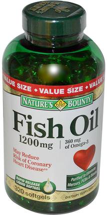 Fish Oil, 1200 mg, 320 Rapid Release Softgels by Natures Bounty, 補充劑，efa omega 3 6 9（epa dha），魚油，魚油軟膠囊 HK 香港