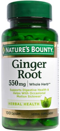 Ginger Root, 550 mg, 100 Capsules by Natures Bounty, 草藥，姜根 HK 香港