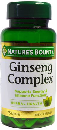 Ginseng Complex, 75 Capsules by Natures Bounty, 補品，適應原，能量 HK 香港