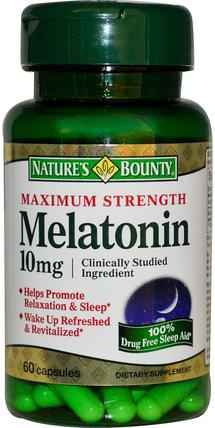 Melatonin, 10 mg, 60 Capsules by Natures Bounty, 補充劑，褪黑激素，睡眠 HK 香港