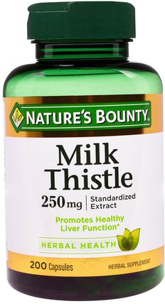Milk Thistle, 250 mg, 200 Capsules by Natures Bounty, 健康，排毒，奶薊（水飛薊素） HK 香港