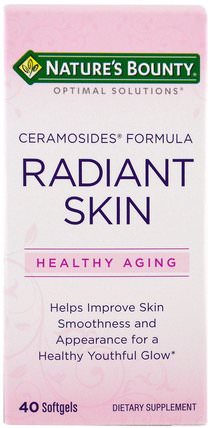 Optimal Solutions, Radiant Skin Ceramosides Formula, 40 Softgles by Natures Bounty, 健康，骨骼，骨質疏鬆症，抗衰老，膠原蛋白 HK 香港