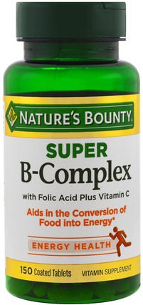 Super B-Complex with Folic Acid Plus Vitamin C, 150 Tablets by Natures Bounty, 維生素，維生素b複合物 HK 香港