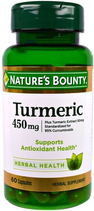 Turmeric, 450 mg, 60 Capsules by Natures Bounty, 補充劑，抗氧化劑，薑黃素 HK 香港