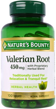 Valerian Root with Proprietary Herbal Blend, 450 mg, 100 Capsules by Natures Bounty, 草藥，纈草 HK 香港