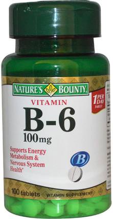Vitamin B-6, 100 mg, 100 Tablets by Natures Bounty, 維生素，維生素b，維生素b6 - 吡哆醇 HK 香港