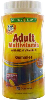 Your Life Multi, Adult Multivitamin Gummies with B12 & Vitamin C, 75 Gummies by Natures Bounty, 熱敏感產品，維生素，多種維生素gummies HK 香港
