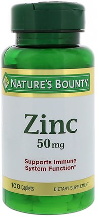 Zinc, Chelated, 50 mg, 100 Caplets by Natures Bounty, 補品，礦物質，鋅 HK 香港