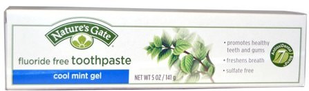 Toothpaste, Fluoride Free, Cool Mint Gel, 5 oz (141 g) by Natures Gate, 洗澡，美容，口腔牙齒護理，牙膏 HK 香港