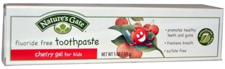 Fluoride Free Toothpaste, Cherry Gel for Kids, 5 oz (141 g) by Natures Gate, 洗澡，美容，口腔牙齒護理，牙膏 HK 香港