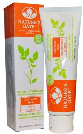 Natural Toothpaste, Flouride and Carrageenan Free, Crme de Anise, 6 oz (170 g) by Natures Gate, 洗澡，美容，口腔牙齒護理，牙膏 HK 香港