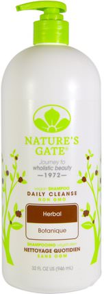 Shampoo, Daily Cleanse, Vegan, Herbal, 32 fl oz (946 ml) by Natures Gate, 洗澡，美容，洗髮水，頭髮，頭皮，護髮素 HK 香港