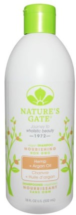 Shampoo, Nourishing, Vegan, Hemp + Argan Oil, 18 fl oz (532 ml) by Natures Gate, 洗澡，美容，頭髮，頭皮 HK 香港