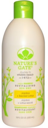 Shampoo, Revitalizing, Vegan, Jojoba + Sacred Lotus, 18 fl oz (532 ml) by Natures Gate, 洗澡，美容，頭髮，頭皮，洗髮水 HK 香港
