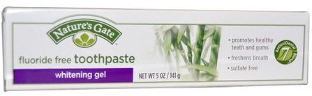 Whitening Gel Toothpaste, Fluoride Free, 5 oz (141 g) by Natures Gate, 沐浴，美容，牙膏，口腔牙齒護理，牙齒美白 HK 香港