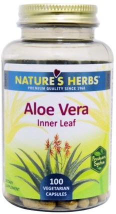 Aloe Vera, Inner Leaf, 100 Veggie Caps by Natures Herbs, 補充劑，蘆薈，蘆薈帽凝膠帽 HK 香港