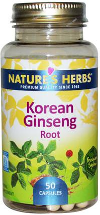 Korean Ginseng Root, 50 Capsules by Natures Herbs, 補充劑，adaptogen，感冒和病毒，人參韓國 HK 香港