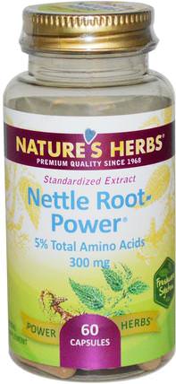 Nettle Root-Power, 300 mg, 60 Capsules by Natures Herbs, 草藥，蕁麻刺痛，蕁麻根 HK 香港