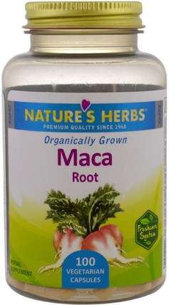 Organic Maca Root, 100 Vegetarian Capsules by Natures Herbs, 健康，男人，瑪卡 HK 香港