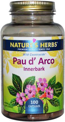 Pau d Arco, Innerbark, 100 Capsules by Natures Herbs, 草藥，保羅達爾科 HK 香港