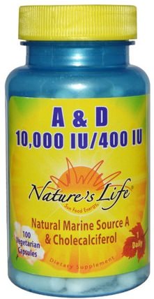 A & D, 10.000 IU/400 IU, 100 Veggie Caps by Natures Life, 維生素，維生素a和d HK 香港