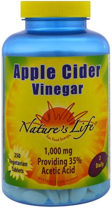 Apple Cider Vinegar, 250 Veggie Tabs by Natures Life, 補充劑，蘋果醋 HK 香港