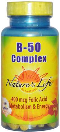 B- 50 Complex, 100 Tablets by Natures Life, 維生素，維生素b複合物，維生素b複合物50 HK 香港