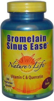Bromelain Sinus Ease, 100 Veggie Caps by Natures Life, 補充劑，酶，菠蘿蛋白酶 HK 香港