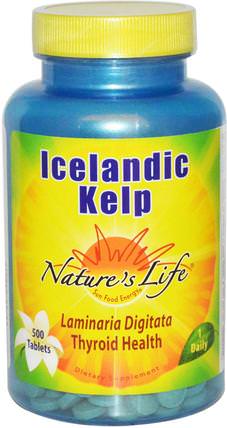 Icelandic Kelp, 500 Tablets by Natures Life, 補品，藻類各種，海帶，健康，甲狀腺 HK 香港