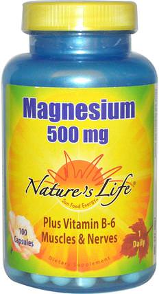 Magnesium, 500 mg, 100 Capsules by Natures Life, 補品，礦物質，鎂 HK 香港
