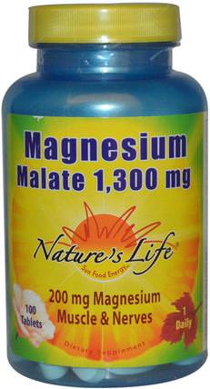 Magnesium Malate, 1.300 mg, 100 Tablets by Natures Life, 補充劑，礦物質，蘋果酸鎂 HK 香港