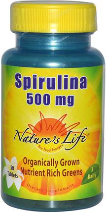 Spirulina, 500 mg, 50 Tablets by Natures Life, 補充劑，螺旋藻 HK 香港