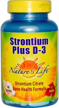 Strontium Plus D-3, 60 Tablets by Natures Life, 補品，礦物質，鍶 HK 香港