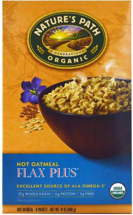 Organic Hot Oatmeal, Flax Plus, 8 Packets, (50 g) Each by Natures Path, 食品，食品，穀物，全麥穀物，燕麥燕麥片 HK 香港