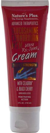 Advanced Therapeutics, Glucosamine Chondroitin MSM Ultra Rx-Joint Cream, 4 fl oz (118 ml) by Natures Plus, 補充劑，氨基葡萄糖，抗疼痛 HK 香港