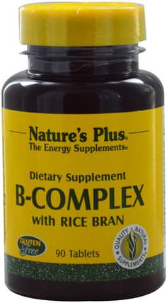 B-Complex with Rice Bran, 90 Tablets by Natures Plus, 補品，米糠，維生素b複合物 HK 香港